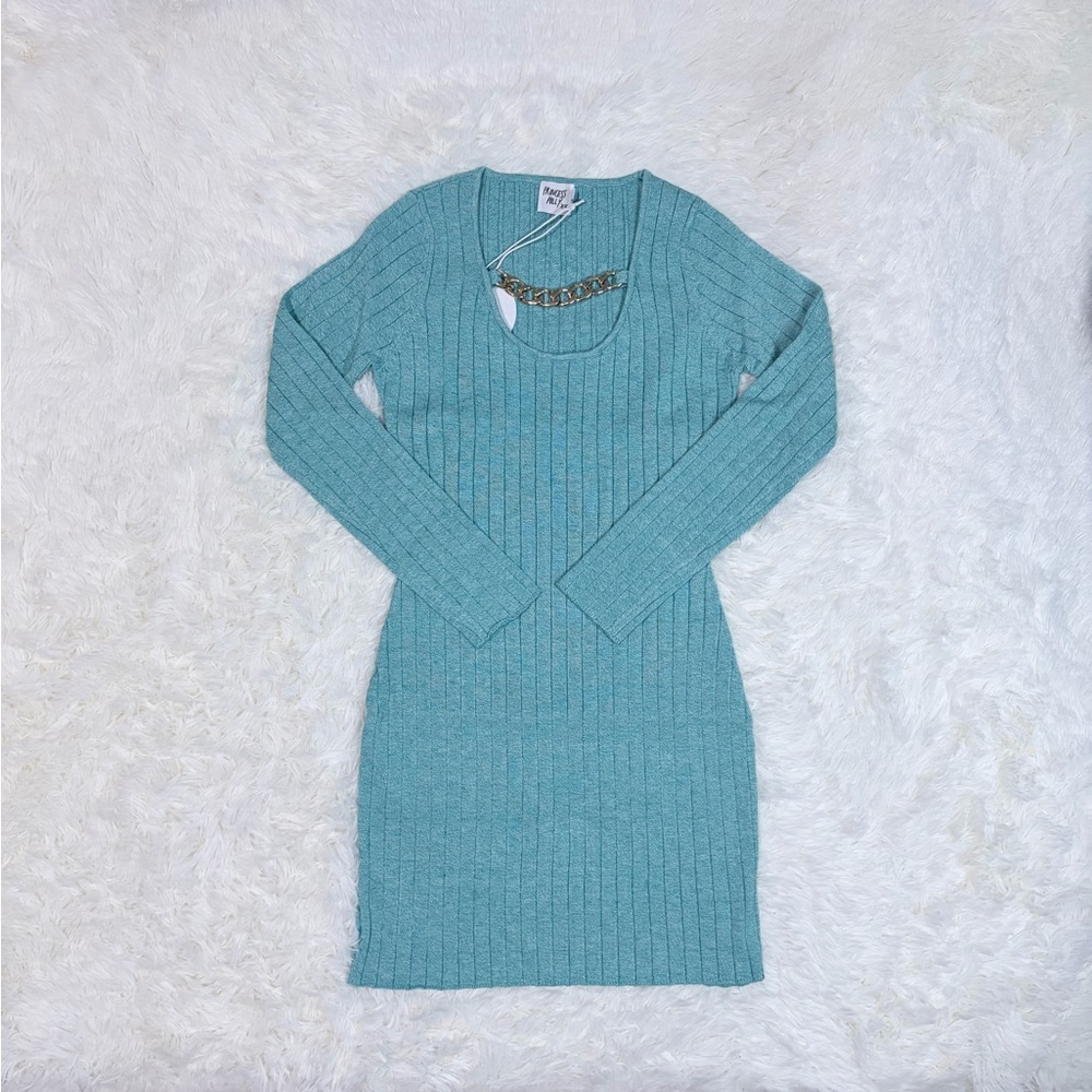 Princess Polly Teal Knit Mini Dress